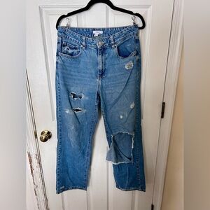 Forever 21 Blue Distressed Boyfriend Jeans